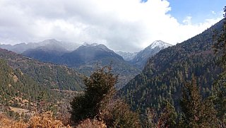 Blick ins Tal des Mho Chhu Flusses - Thimphu-Punakha: Laya Trekking