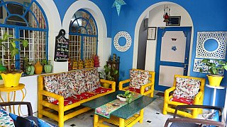 Sitzecke im Coral House Homestay in Agra - Uttar Pradesh: Essen und Schlafen