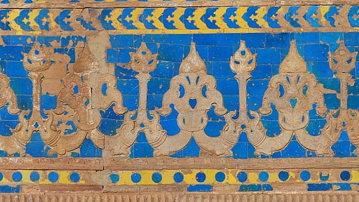 Fische-Fliesen-Relief im Mansing Palast - Madhya-Pradesh: Sehensw&uuml;rdigkeiten