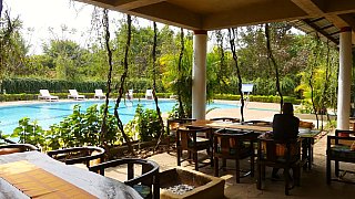 Swimmingpool in der Chitwan Jungle Lodge beim Kanha Nationalpark - Madhya-Pradesh: Essen & Schlafen