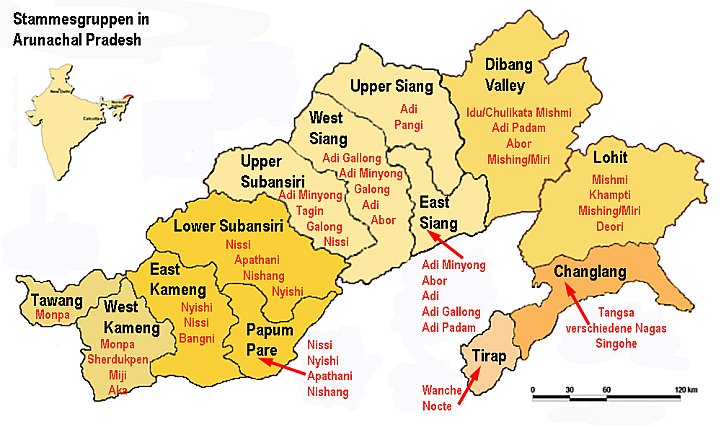Arunachal Pradesh Orientierungskarte - IND-Blog-Bilder