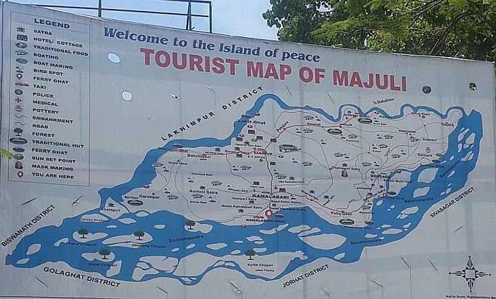 &Uuml;bersichtskarte von Majuli Island - Indien-Nordosten-Landschaft