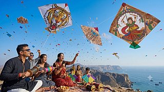 Drachen-/Kitefestival an der K&uuml;ste von Gujarat - Gujarat - Land und Leute