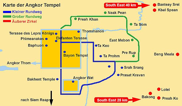 Karte der Angkor Tempel in Kambodscha - Kambodscha-Blog