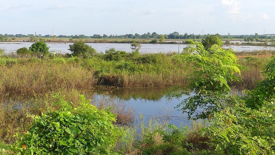 Viel Wasser auf dem Weg nach Kratie - Kambodscha-Landschaft