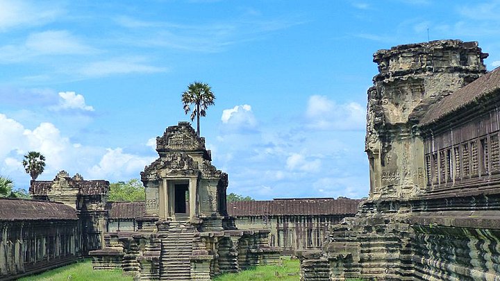 Innenhof von Angkor Wat - Kambodscha - Sehensw&uuml;rdigkeiten