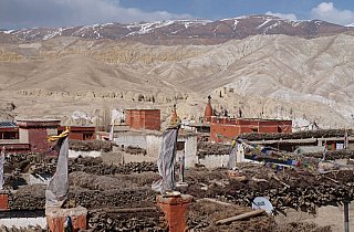 Blick &uuml;ber die D&auml;cher von Lo Manthang - Nepal - Mustang - verbotenes K&ouml;nigreich 1993 & 97