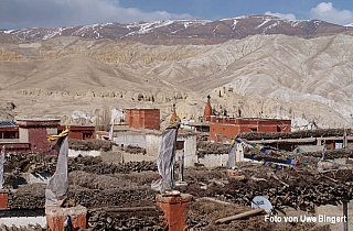 Blick &uuml;ber die D&auml;cher von Lo Manthang - Nepal - Mustang - verbotenes K&ouml;nigreich 1993 & 97