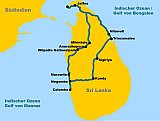 Routenkarte Sri Lanka-Reise 2016 - Sri Lanka - Blog