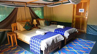 Safarizelt-Doppelzimmer in der Murchison River Lodge - Uganda - Schlafen und Essen