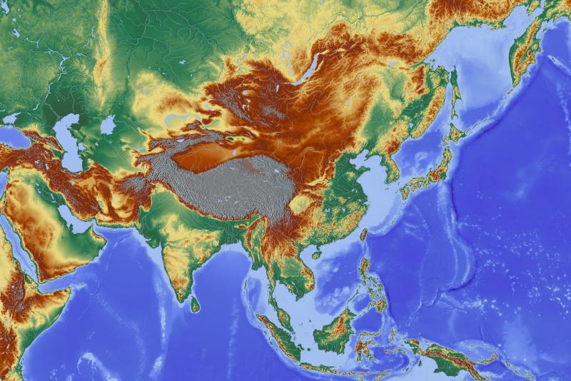 Asien Info Geographie topographische Karte